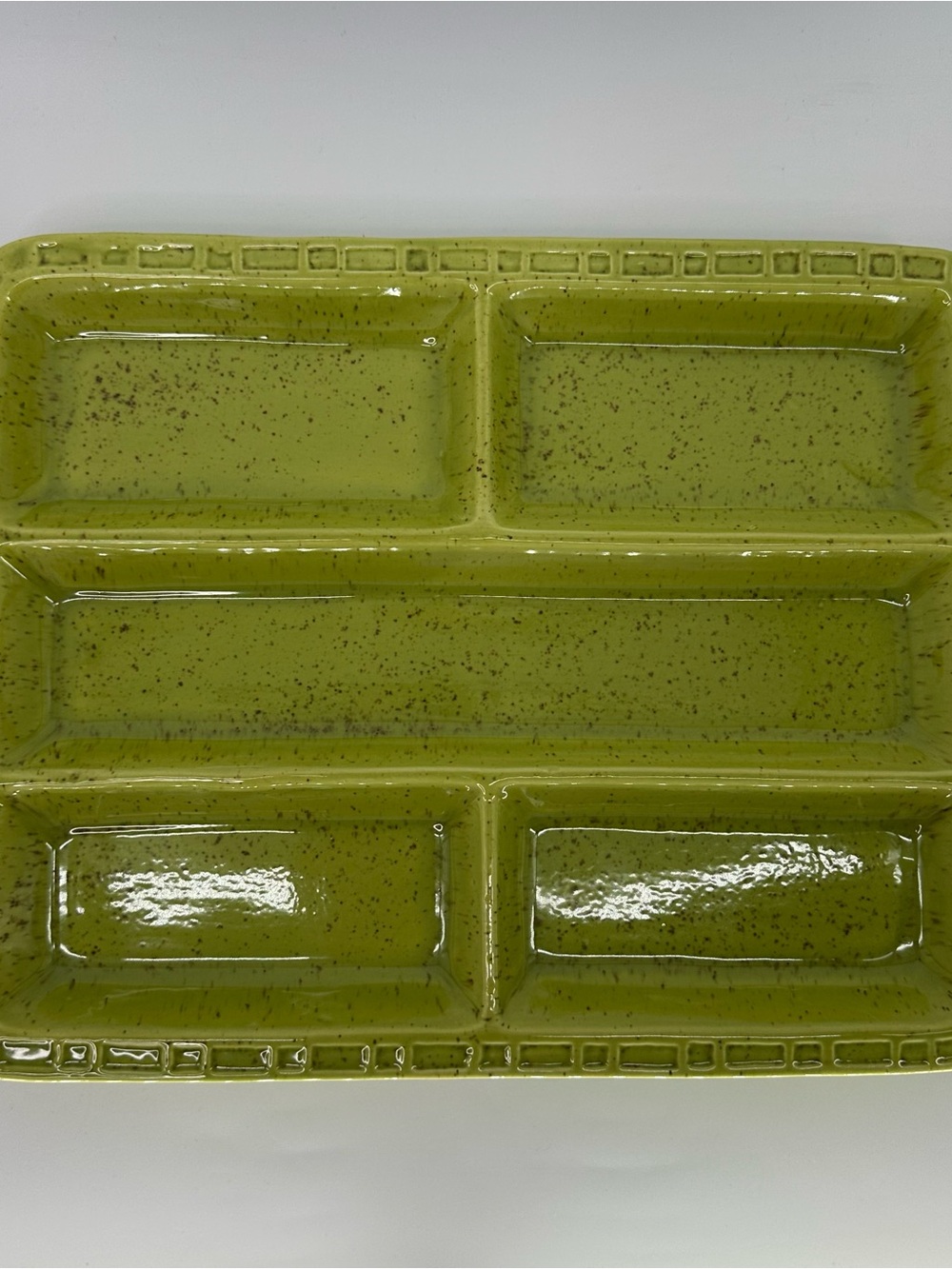 Made in California Green Ceramic Sectioned Serving Tray